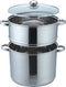 Kamberg - Couscoustop/Stoompan (3-In-1) Diameter 30 Cm 15 Liter Hoogwaardig Roestvrij Staal Met Glazen Deksel Voor Alle Warmtebronnen, Ook Inductie
