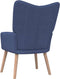 vidaXL Relaxstoel met voetenbank stof blauw