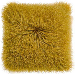 Luxe Mongools Lammerenbont Kussensloop - Echt Suède met Leren Achterkant, 40x40 cm