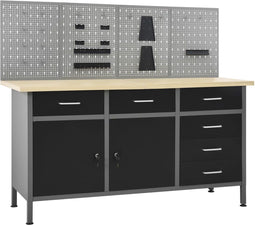 vidaXL - Werkbank - met - vier - wandpanelen
