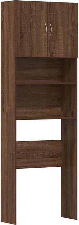 vidaXL - Wasmachinekast - 64x24x190 - cm - bewerkt - hout - bruin - eikenkleurig