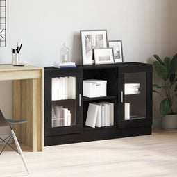 vidaXL - Dressoir - Zwart - Eiken - 120x30,5x70 - cm - Gemaakt - van - Engineered - Hout