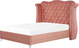AYETTE - Tweepersoonsbed - Roze - 140 x 200 cm - Fluweel