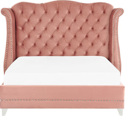 AYETTE - Tweepersoonsbed - Roze - 160 x 200 cm - Fluweel