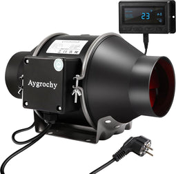 Aygrochy - 150 mm Afzuigventilator - Met Temperatuur- en Vochtigheidsregelaar