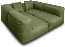 Feel Furniture - Binnen en Buiten bank - Odin - 5 Persoonsbank - Groen - Met Hocker