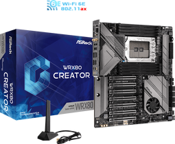 ASRock WRX80 Creator R2.0 - Moederbord - sWRX8 socket - EATX - 8x DDR4 - 2TB max geheugen - Wi-Fi 6E (802.11ax) - 2x 10G Ethernet