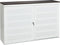 Schuifdeurkast met geperforeerde deuren breed 166CM diep 40CM hoogte 100CM bladkleur Licht Eiken framekleur Aluminium (RAL9006)