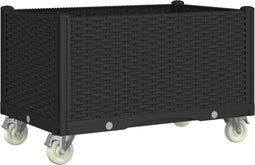 vidaXL - Plantenbak - met - wielen - 80x50x54 - cm - polypropeen - zwart
