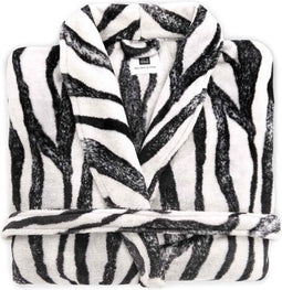 ZoHome Zebra Badjas Lang - Fleece - Maat M - Black/White