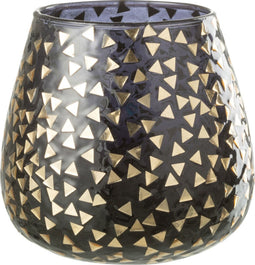 J-Line windlicht Driehoek - glas - zwart/goud - large