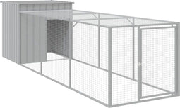 vidaXL - Kippenhok - met - ren - 110x405x110 - cm - staal - lichtgrijs