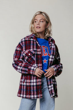 Colourful Rebel Stella Rebelle - Check Teddy Trucker Jas - Loose fit - Maat L