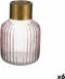Vaas Strepen Roze Gouden Glas 12 x 18 x 12 cm (6 Stuks)