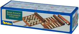 Philos Backgammon - Schaak- en dam reisset - Oprolbaar - Bruin/beige