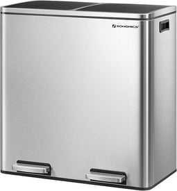 SONGMICS LTB60NL - Pedaalemmer - 2 x 30L - Soft Close - Zilver/Zwart (2 stuks)