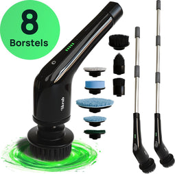 Skrub Elektrische Schoonmaakborstel - 8 opzetstukken - Krachtig en oplaadbaar - Zwart