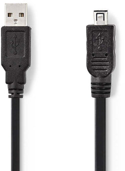 Nedis CCGP60200BK20 - USB A naar USB 2.0 mini kabel - 200 cm - Zwart