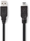 Nedis CCGP60200BK20 - USB A naar USB 2.0 mini kabel - 200 cm - Zwart