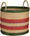Mica Decorations Mand - Set van 3 - H29 x Ø32 cm - Bruin Rood Groen Roze (set van 3)