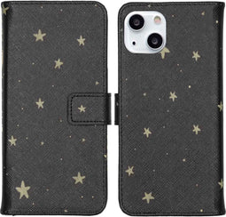 iMoshion Hoesje Geschikt voor iPhone 13 Hoesje Met Pasjeshouder - iMoshion Design Softcase Bookcase - Goud / Stars Gold