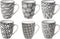 Cosy & Trendy Kopjes/bekers Nikko - set van 12x stuks - zwart/wit - 19 cl - koffiekopjes - theekopjes - koffie/thee bekers