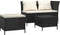 vidaXL - 3-delige - Loungeset - met - kussens - poly - rattan - zwart