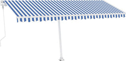 vidaXL - Luifel - vrijstaand - automatisch - 500x350 - cm - blauw - en - wit