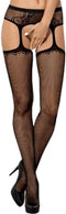 Obsessive Mesh Jarretels - Erotische Jarretelkousen - Maat S/M - Zwart