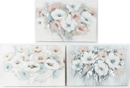 Schilderij DKD Home Decor 120 x 3,5 x 80 cm Blommor Shabby Chic (3 Onderdelen)