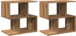vidaXL - Nachtkastjes - 2 - st - 50x30x51,5 - cm - bewerkt - hout - artisanaal - eiken