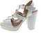 Liu Jo Hebe 15 - Dames Sandalen met Blokhak - Goudkleurige Accenten - Wit - Maat 39