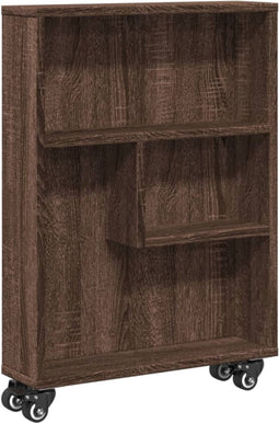 vidaXL - Opbergtrolley - smal - 48x13x68 - cm - bewerkt - hout - bruin - eikenkleurig