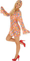 Dressforfun - Vrouwenkostuum Bloemenlady - Kort Elastisch Jerseykleed met Brede Mouwen - Kleurige Bloemenprint