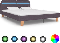 vidaXL - Bedframe - met - LED - stof - taupe - 160x200 - cm