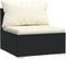 vidaXL - Driezitsbank - met - kussens - poly - rattan - zwart