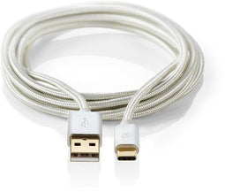 Nedis CCTB60600AL20 - USB A naar USB type-C Kabel - 200 cm - Aluminium