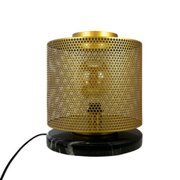 Nantes - Vloerlamp - Hexagonaal gaas met marmeren voet - Zwart