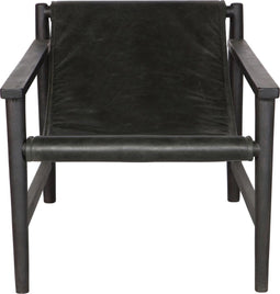 WOOOD SLING FAUTEUIL ECHT LEER ZWART