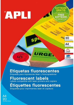 Adhesives/Labels Apli Circular Yellow A4 ø 60 mm 20 Sheets