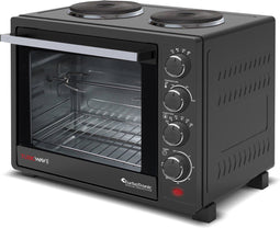 TurboTronic EV35TS - Vrijstaande oven met dubbele kookplaat - 35L - Zwart