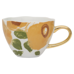 Urban Nature Culture - Good Morning cup - Handgeschilderd met gouden oor - Caramel groen Ø 11 x 8 CM