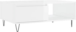 vidaXL - Salontafel - 90x60x35 - cm - bewerkt - hout - hoogglans - wit