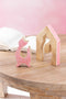 J-Line decoratie Huis Kat - hout - roze/naturel - large