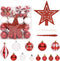 vidaXL - 64-delige - Kerstballenset - rood - en - wit