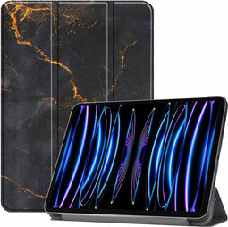 imoshion Tablet Hoes - Geschikt voor iPad Pro 11 (2022) / Pro 11 (2021) - Design Trifold Bookcase - Black Marble