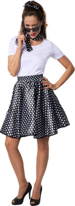 dressforfun - Rock 'n' Roll baby M - verkleedkostuum jaren '50 - zwart met stippen