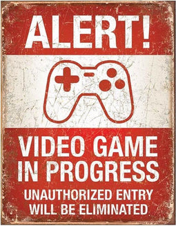Wandbord - alert video game in progress -30x40cm-