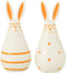 J-Line figuur Konijn - keramiek - oranje - small - 2 stuks - paasdecoratie