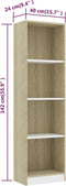 vidaXL - Boekenkast - met - 4 - schappen - 40x24x142cm - bewerkt - hout - wit - en - eiken
